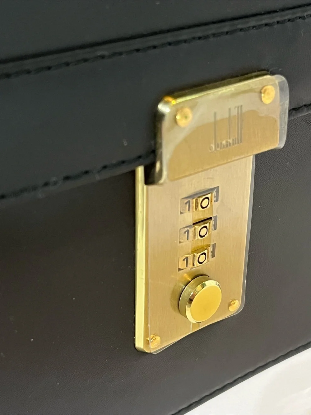 Dunhill Vintage Black Leather Clutch Gold Combination Lock Wristlet 🇮🇹